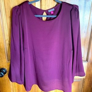 Vince Camuto eggplant blouse with button detail